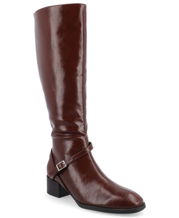 ジュルネ コレクション レディース シューズ ブーツ・レインブーツ ヒール Journee Collection Women's Rhianah Wide Width Wide Calf Block Heel Knee High Boots Brown ブラウン