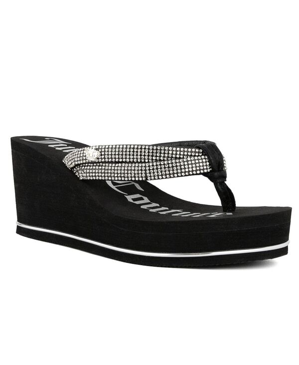 ジューシークチュール レディース シューズ サンダル プラットフォーム Juicy Couture Women's Unwind Rhinestone Platform Wedge Sandals Black ブラック|ReVida 店