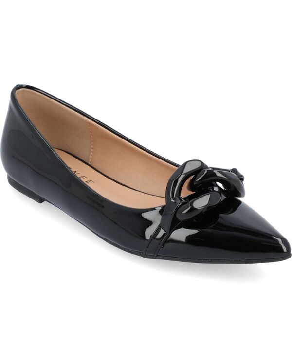 ジュルネ コレクション レディース シューズ パンプス Journee Collection Women's Clareene Chain Pointed Toe Flats Black ブラック