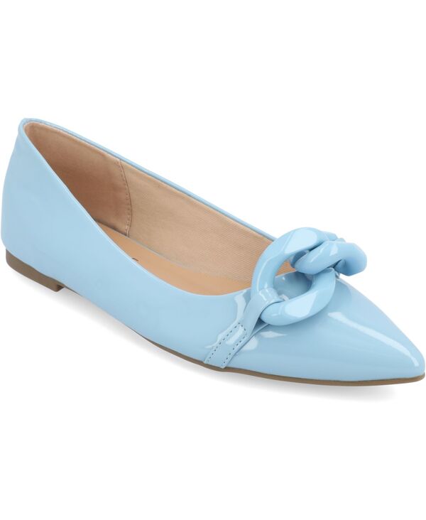 ジュルネ コレクション レディース シューズ パンプス Journee Collection Women's Clareene Chain Pointed Toe Flats Blue ブルー