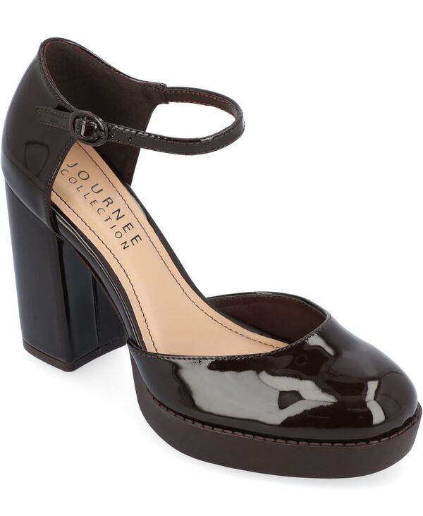 ジュルネ コレクション レディース シューズ パンプス プラットフォーム ヒール Journee Collection Women's Samarr Platform Block Heel Pumps Brown ブラウン