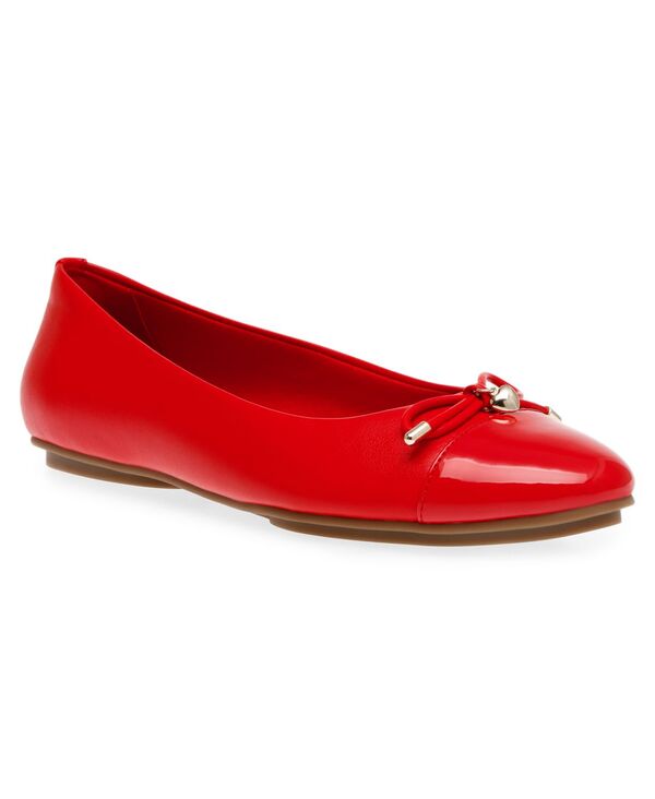 アンクライン レディース シューズ パンプス 旗がしら Anne Klein Women\u0027s Luci Cap Toe Ballet Flats Red 赤いこと