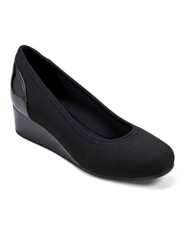 イージースピリット レディース シューズ パンプス Easy Spirit Women's Gwenyth Slip-On Square Toe Dress Wedges Black ブラック