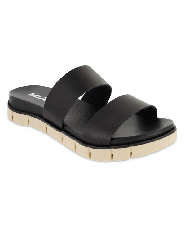 ミア レディース シューズ サンダル MIA Women's Elori Slip-On Sandals Black Leather ブラック