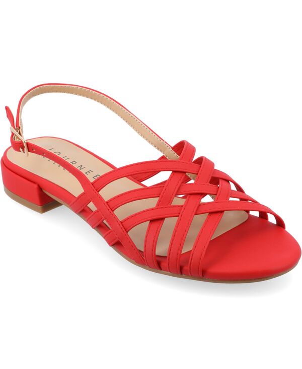 ジュルネ コレクション レディース シューズ サンダル Journee Collection Women's Cassandra Woven Slingback Flat Sandals Red レッド