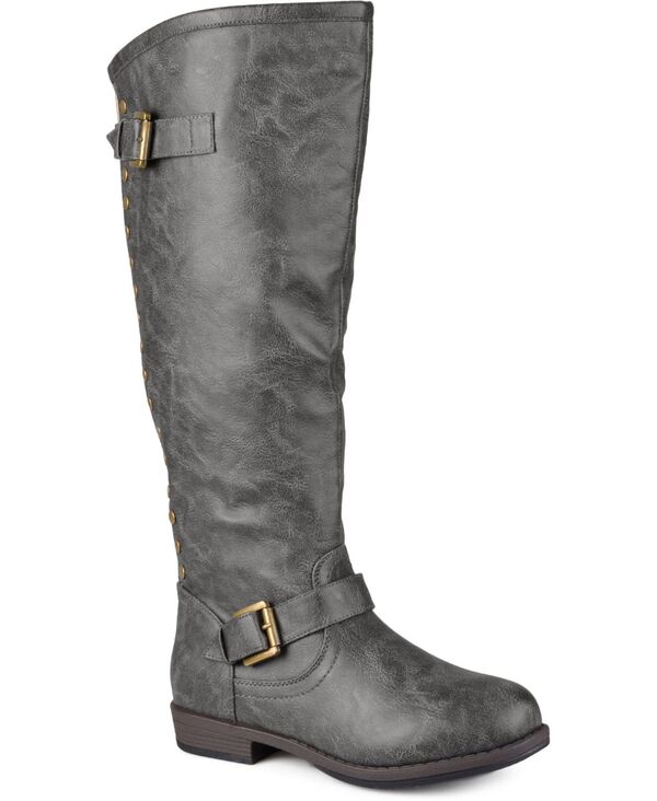 ジュルネ コレクション レディース シューズ ブーツ・レインブーツ Journee Collection Women's Wide Calf Spokane Studded Knee High Boots Dark Grey グレー｜ReVida 店 19,511円