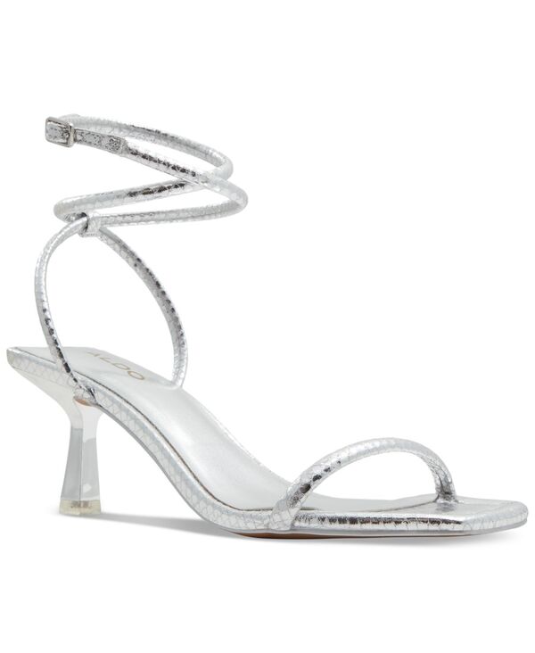 アルド レディース シューズ サンダル ラップワンピース アンクル ALDO Women's Dime Strappy Ankle Wrap Dress Sandals Silver Snake Emblem シルバー