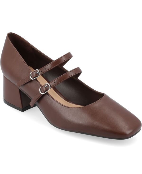 ジュルネ コレクション レディース シューズ パンプス Journee Collection Women's Nally Double Strap Mary Jane Pumps Brown ブラウン