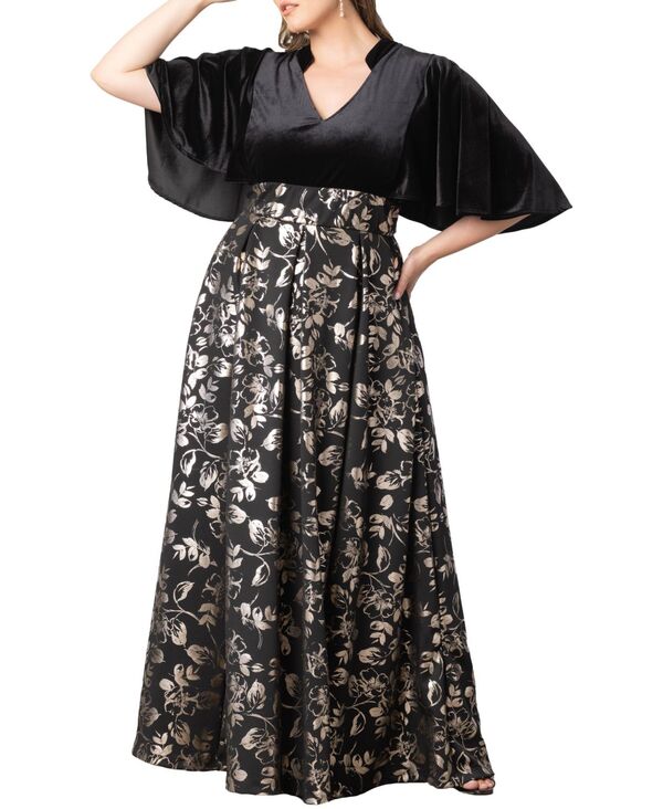 キヨナ レディース トップス ワンピース プラスサイズ Kiyonna Women's Plus Size Radiant Opulence Evening Gown Open Miscellaneous｜ReVida 店
