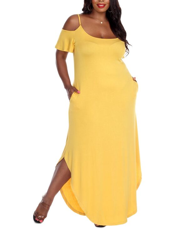 ホワイトマーク レディース トップス ワンピース マキシワンピース プラスサイズ マキシ White Mark Plus Size Lexi Maxi Dress Mustard マスタード