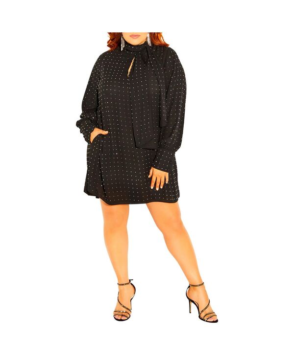 シティーシック レディース トップス シャツ プラスサイズ CITY CHIC Plus Size Nailhead Tunic Top Black ブラック