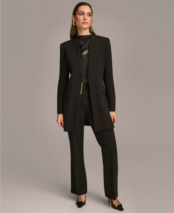 ダナ キャラン ニューヨーク レディース アウター ジャケット・ブルゾン ブレザー Donna Karan New York Donna Karan Women's Collarless Hardware Blazer Black ブラック