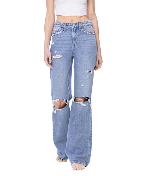 フライングモンキー レディース ボトムス デニムパンツ ヴィンテージ ジーンズ Flying Monkey Women's Super High Rise 90'S Vintage-like Flare Jeans Fearless blue ブルー｜ReVida 店