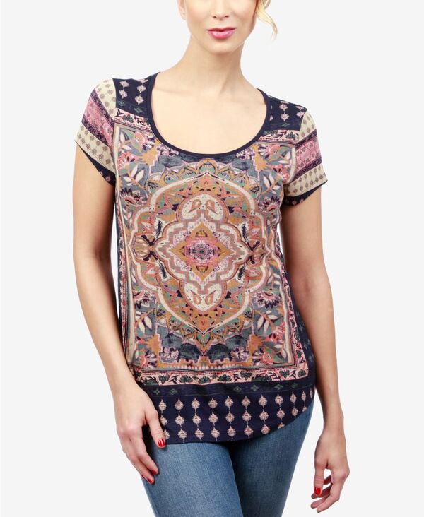 ラッキーブランド レディース トップス シャツ プリント Tシャツ Lucky Brand Printed T-Shirt Navy Multi ネイビー 10,345円