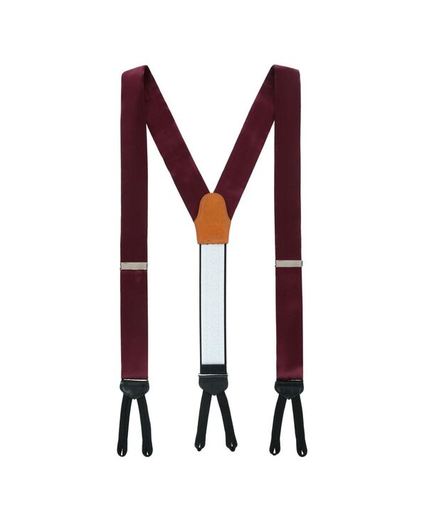 トラファルガー メンズ アクセサリー ベルト シルク TRAFALGAR Men's Sutton Solid Color Silk Formal End Suspenders Burgundy バーガンディ