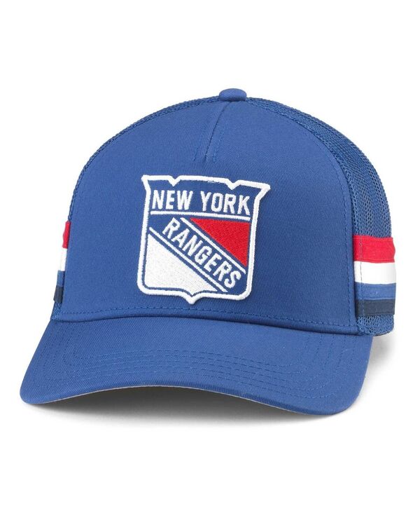 アメリカンニードル メンズ アクセサリー 帽子 American Needle Men's Blue New York Rangers HotFoot Stripes Trucker Adjustable Hat Blue ブルー｜ReVida 店