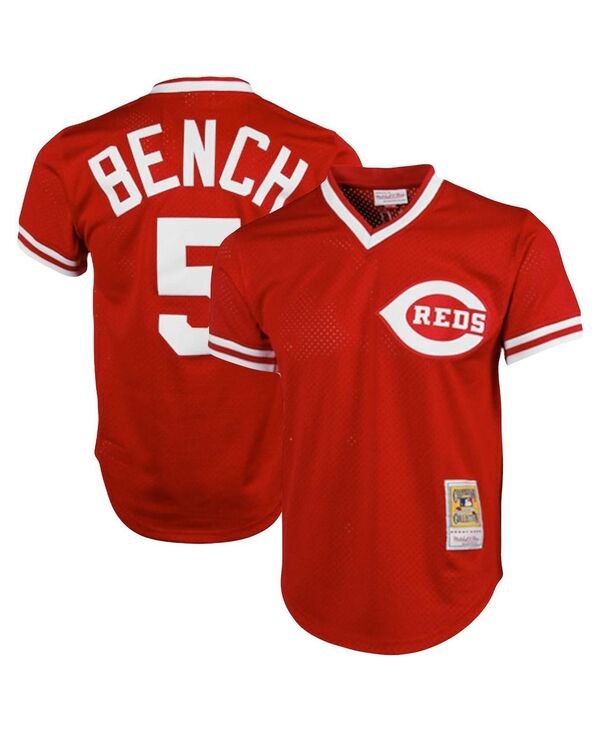 ミッチェル&ネス メンズ トップス シャツ メッシュ トール ジャージー Mitchell & Ness Men's Johnny Bench Red Cincinnati Reds Cooperstown Collection Big and Tall Mesh Batting Practice Jersey Red レッド