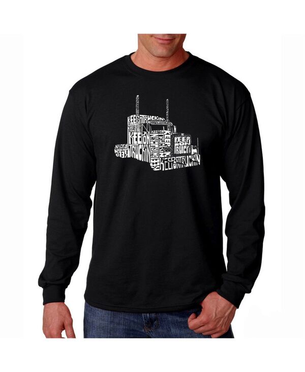 エルエーポップアート メンズ トップス Tシャツ LA Pop Art Men's Word Art Long Sleeve T-Shirt- Keep On Truckin Black ブラック
