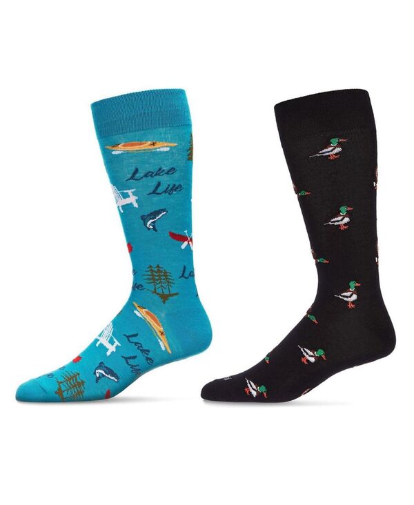 メモイ メンズ アンダーウェア 靴下 MeMoi Men's Crew Season Assortment Socks Pair of 2 Black ブラック