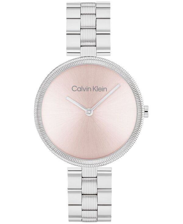 カルバンクライン レディース アクセサリー 腕時計 Tシャツ Calvin Klein Women's Gleam Silver-Tone Stainless Steel Bracelet Watch 32mm Silver シルバー|ReVida 店