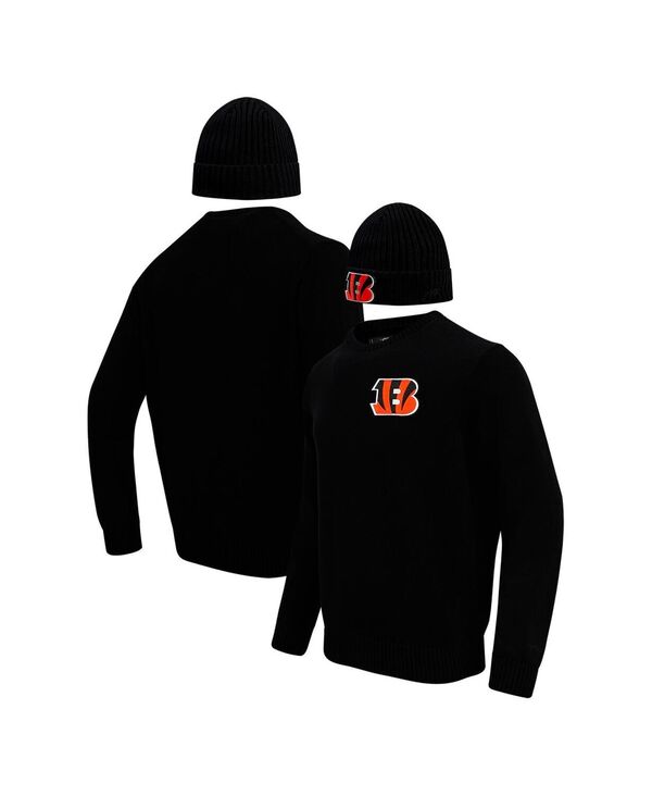 プロスタンダード メンズ アウター パーカー・スウェット クルーネック セーター ニット Pro Standard Men's Black Cincinnati Bengals Crewneck Pullover Sweater and Cuffed Knit Hat Box Gift Set Black ブラック 18,735円