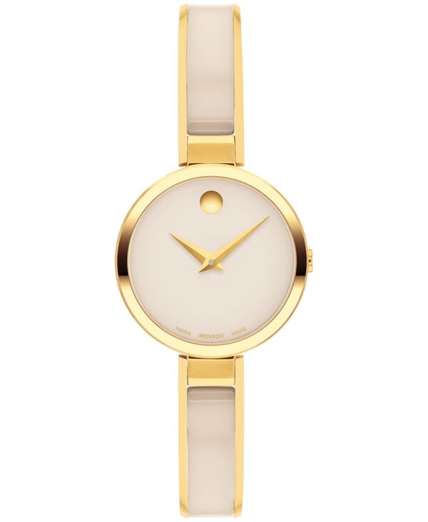モバド レディース アクセサリー 腕時計 Movado Women's Moda Swiss Quartz Taupe Ceramic Gold-Tone Yellow PVD Watch 24mm Gold-tone ゴールド
