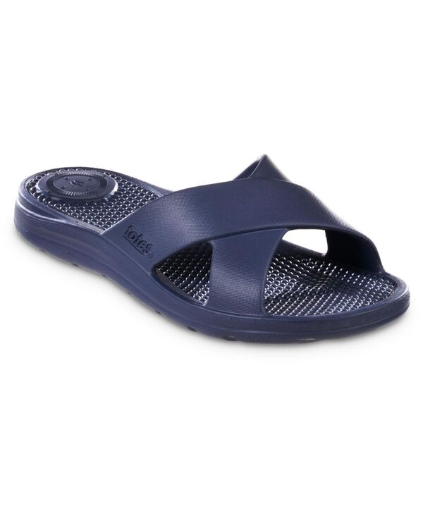 トーツ レディース シューズ サンダル Totes Women's Molded Cross Slide Sandals with Everywear Navy Blue ネイビー