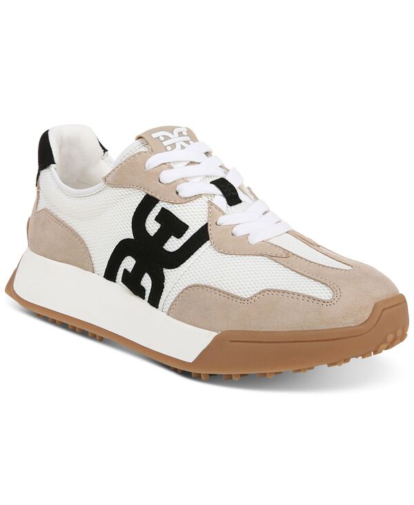 サムエデルマン レディース シューズ スニーカー スピード競技 Sam Edelman Women\u0027s Langley Emblem Lace-Up Trainer Sneakers White/Tan/Black 白いこと