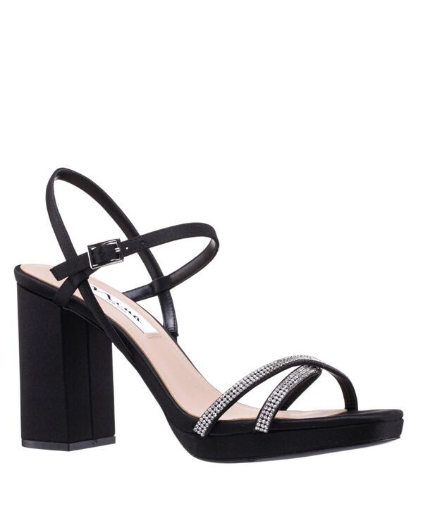 ニナ レディース シューズ サンダル プラットフォーム ヒール Nina Women's Steven Block Heel Platform Evening Sandals Black ブラック｜ReVida 店