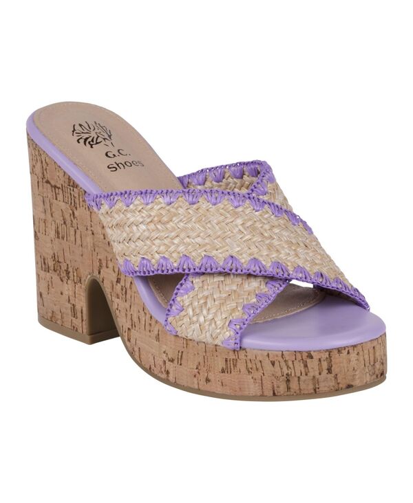 ジーシーシューズ レディース シューズ サンダル プラットフォーム ヒール GC Shoes Women's Elsa Woven Cork Heel Platform Sandals Lilac ライラック