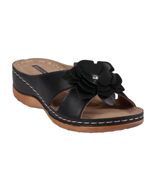 ジーシーシューズ レディース シューズ サンダル GC Shoes Women's Joy Flower Rosette Comfort Sandals Black ブラック｜ReVida 店 11,684円