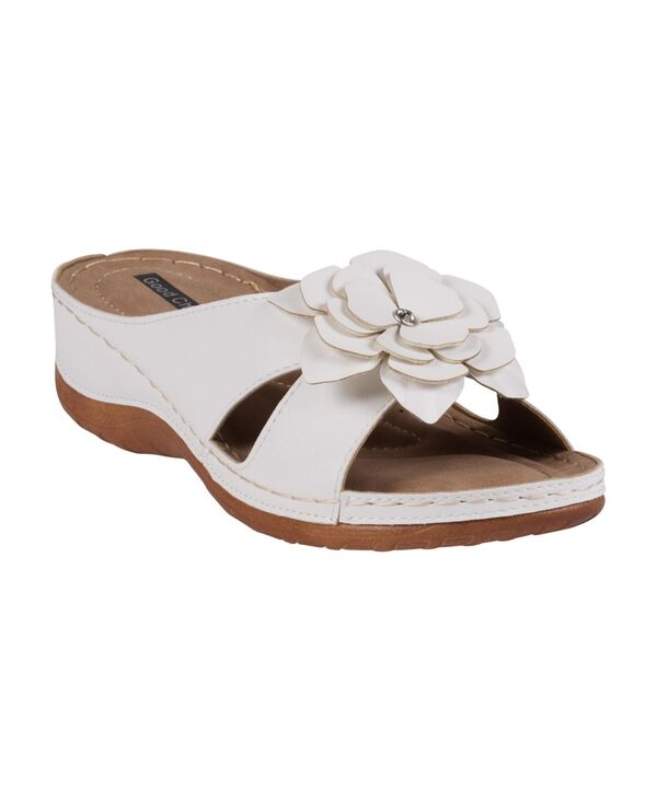 ジーシーシューズ レディース シューズ サンダル GC Shoes Women's Joy Flower Rosette Comfort Sandals White ホワイト
