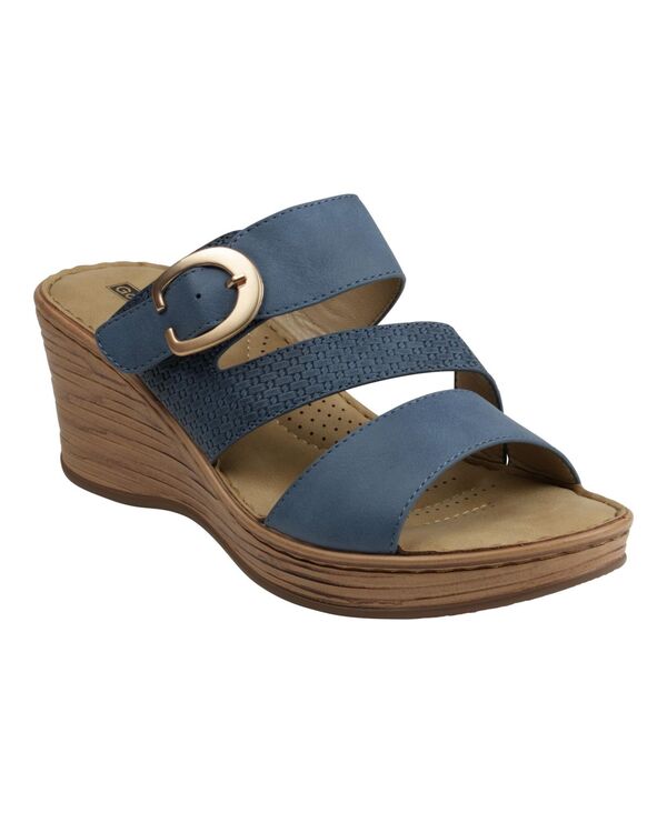 ジーシーシューズ レディース シューズ サンダル GC Shoes Women's Odalis Buckle Comfort Wedge Sandals Blue ブルー