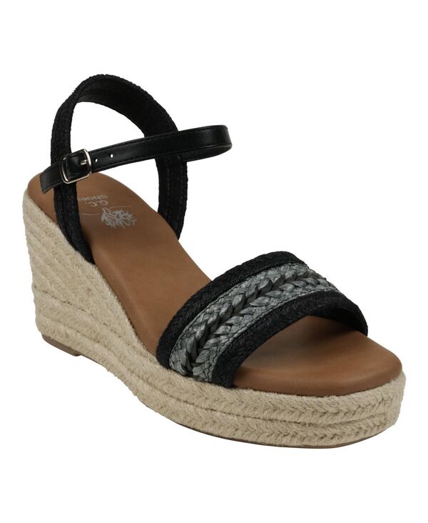 ジーシーシューズ レディース シューズ サンダル GC Shoes Women's Solene Slingback Espadrille Wedge Sandals Black ブラック