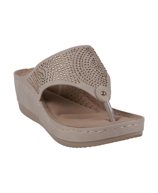 ジーシーシューズ レディース シューズ サンダル GC Shoes Women's Wagner Embellished Thong Wedge Sandals Off White オフホワイト