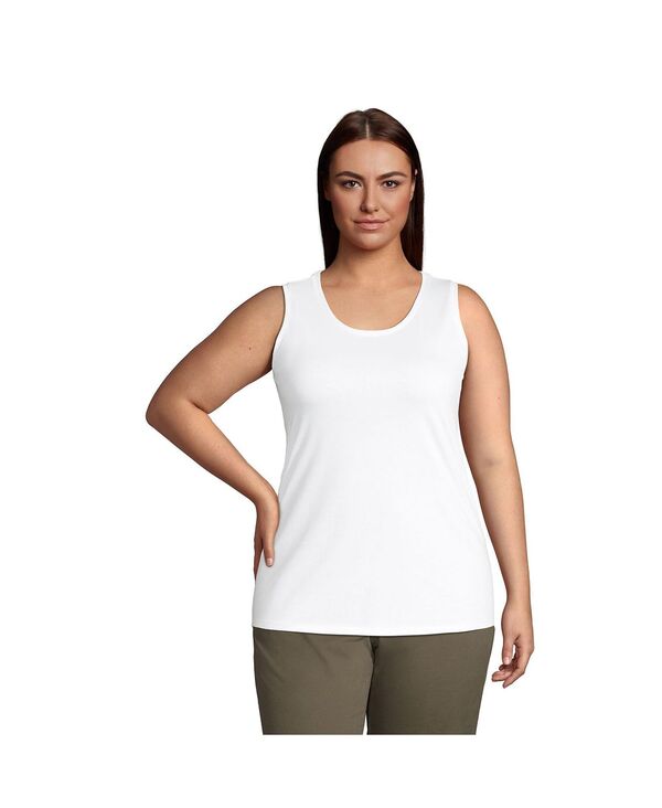 ランズエンド レディース トップス シャツ プラスサイズ コットン Lands' End Plus Size Supima Cotton Tunic Tank Top White ホワイト