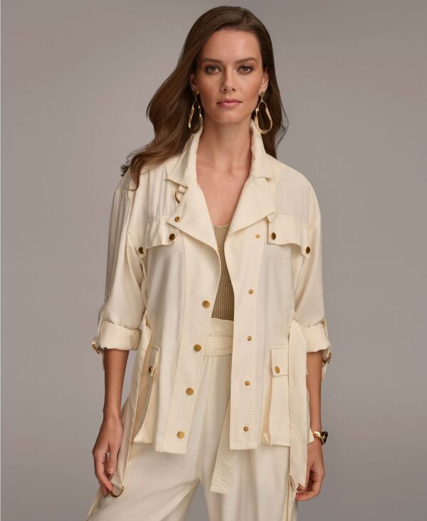 ダナ キャラン ニューヨーク レディース アウター ジャケット・ブルゾン ジャケット Donna Karan New York Donna Karan Women Belted Utility Jacket Cream クリーム