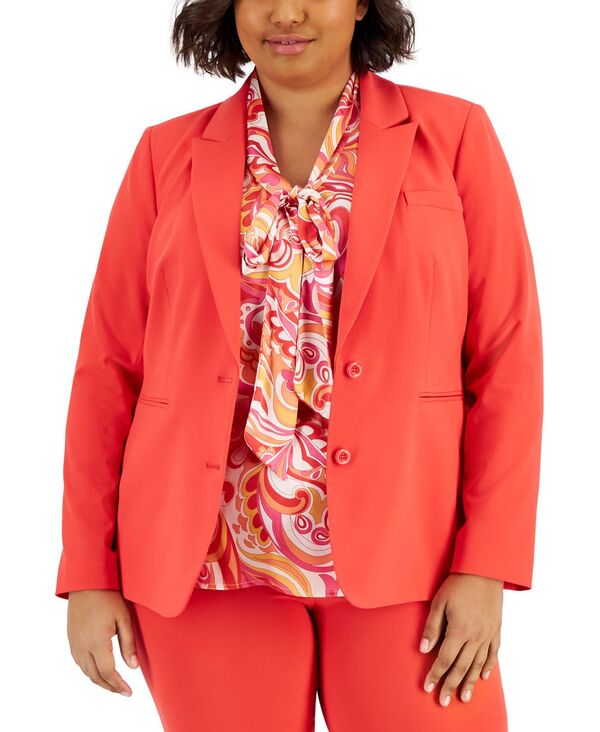 タハリエーエスエル レディース アウター ジャケット・ブルゾン プラスサイズ ブレザー Tahari ASL Plus Size Peak-Lapel Two-Button Blazer Grenadine