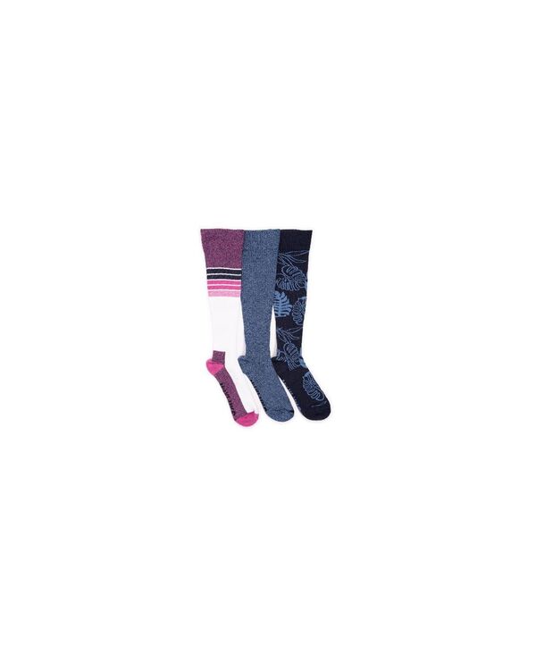 ムクルクス レディース アンダーウェア 靴下 コットン MUK LUKS Women's 3 Pack Cotton Compression Knee-High Socks Indigo インディゴ