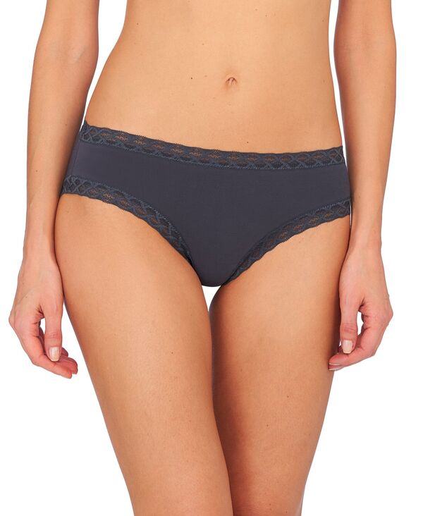 ナトリ レディース アンダー御召しもの ズボン下 綿織物 スピード競技 Natori Bliss Lace-Trim Cotton Brief Underwear 156058 Ash Navy 木灰