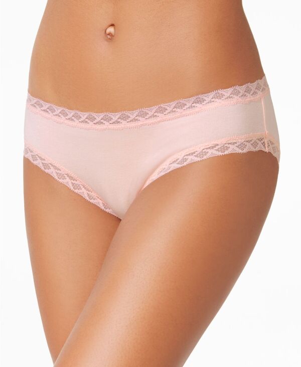 ナトリ レディース アンダー御召しもの ズボン下 綿織物 スピード競技 Natori Bliss Lace-Trim Cotton Brief Underwear 156058 Blushing Pink サクラ色