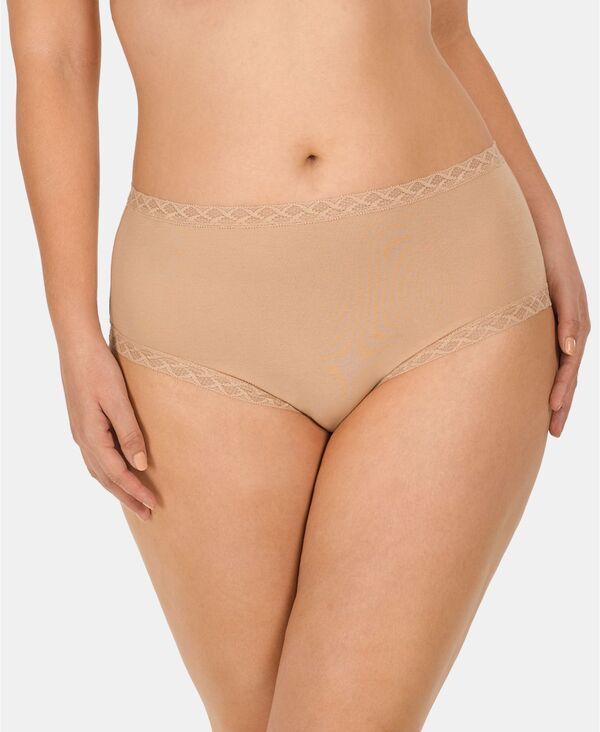 ナトリ レディース アンダー御召しもの ズボン下 綿織物 スピード競技 Natori Bliss Lace-Trim High Rise Cotton Brief 755058 Cafe (Nude 5)
