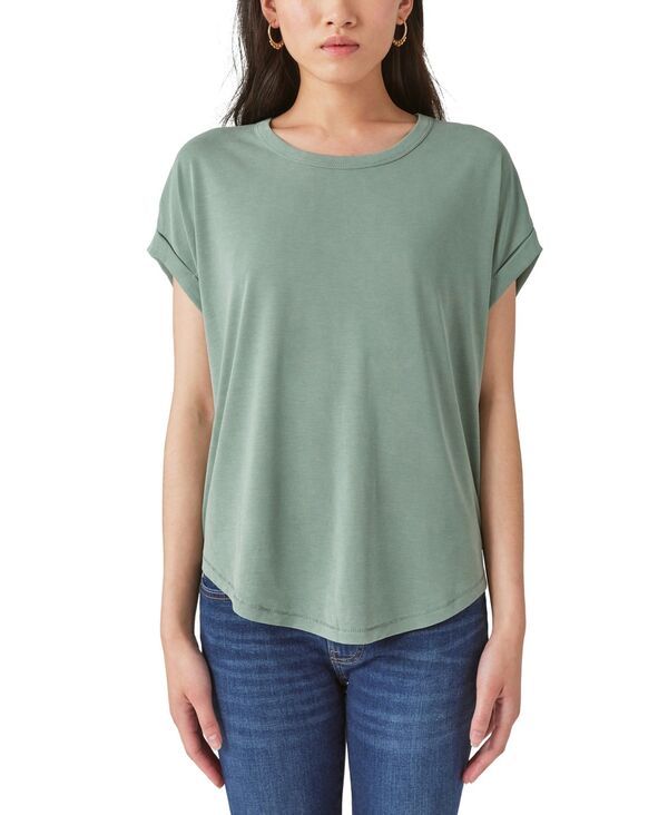 ラッキーブランド レディース トップス シャツ Tシャツ Lucky Brand Women's Short Sleeve Sandwash Dolman Tee Loden Green グリーン