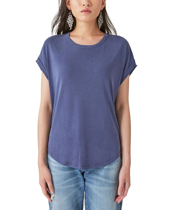 ラッキーブランド レディース トップス シャツ Tシャツ Lucky Brand Women's Short Sleeve Sandwash Dolman Tee Navy ネイビー