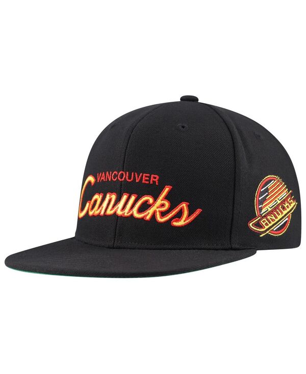 ミッチェル&ネス メンズ アクセサリー 帽子 Mitchell & Ness Men's Black Vancouver Canucks Core Team Script 2.0 Snapback Hat Black ブラック