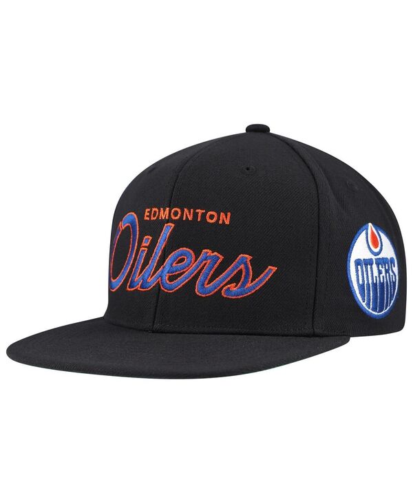ミッチェル&ネス メンズ アクセサリー 帽子 Mitchell & Ness Men's Black Edmonton Oilers Core Team Script 2.0 Snapback Hat Black ブラック