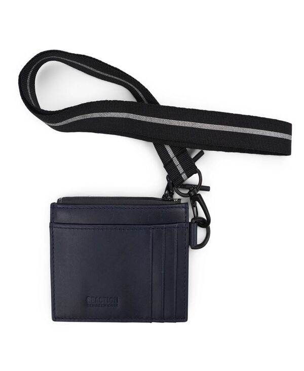 ケネスコール メンズ アクセサリー 財布 Kenneth Cole Reaction Men's Getaway Card Case Wallet with Removable Lanyard Navy Blue ネイビー