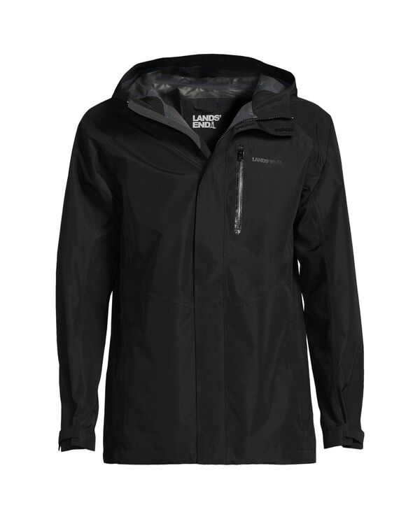 ランズエンド メンズ アウター ジャケット・ブルゾン ジャケット Lands' End Men's Waterproof Hooded Packable Rain Jacket Black ブラック