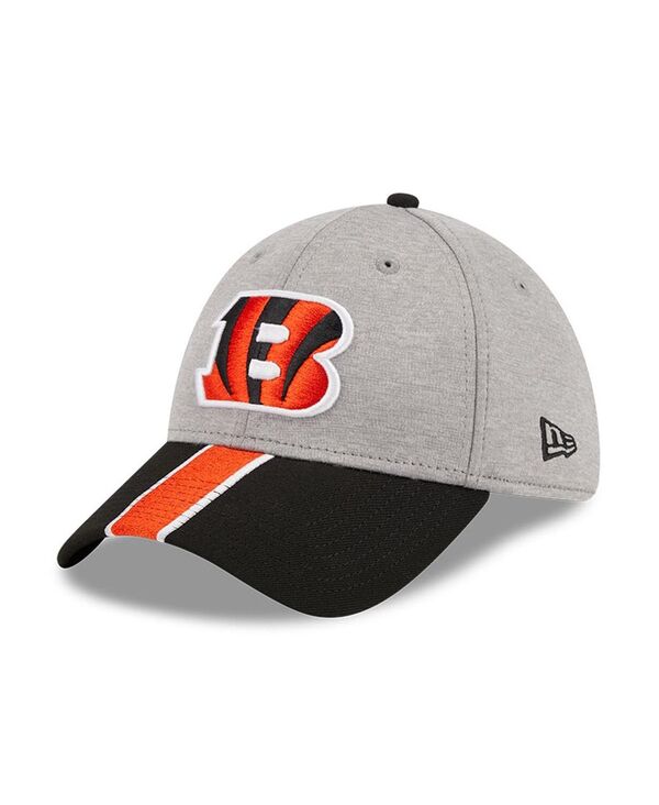 ニューエラ メンズ アクセサリー 帽子 New Era Men's Heather Gray Black Cincinnati Bengals Striped 39THIRTY Flex Hat Heather Gray Black ブラック|ReVida 店
