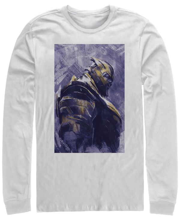 フィフスサン メンズ トップス Tシャツ Fifth Sun Marvel Men's Avengers Endgame Thanos Painted Portrait Poster Long Sleeve T-shirt White ホワイト
